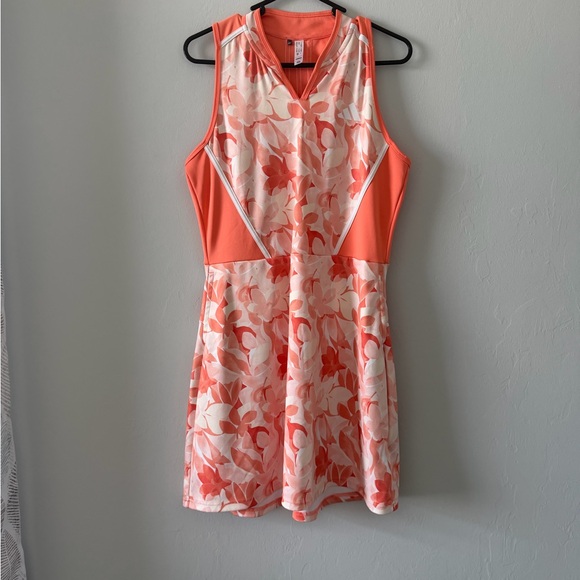 adidas Dresses & Skirts - Coral Floral Sleeveless Fit-and-Flare golf